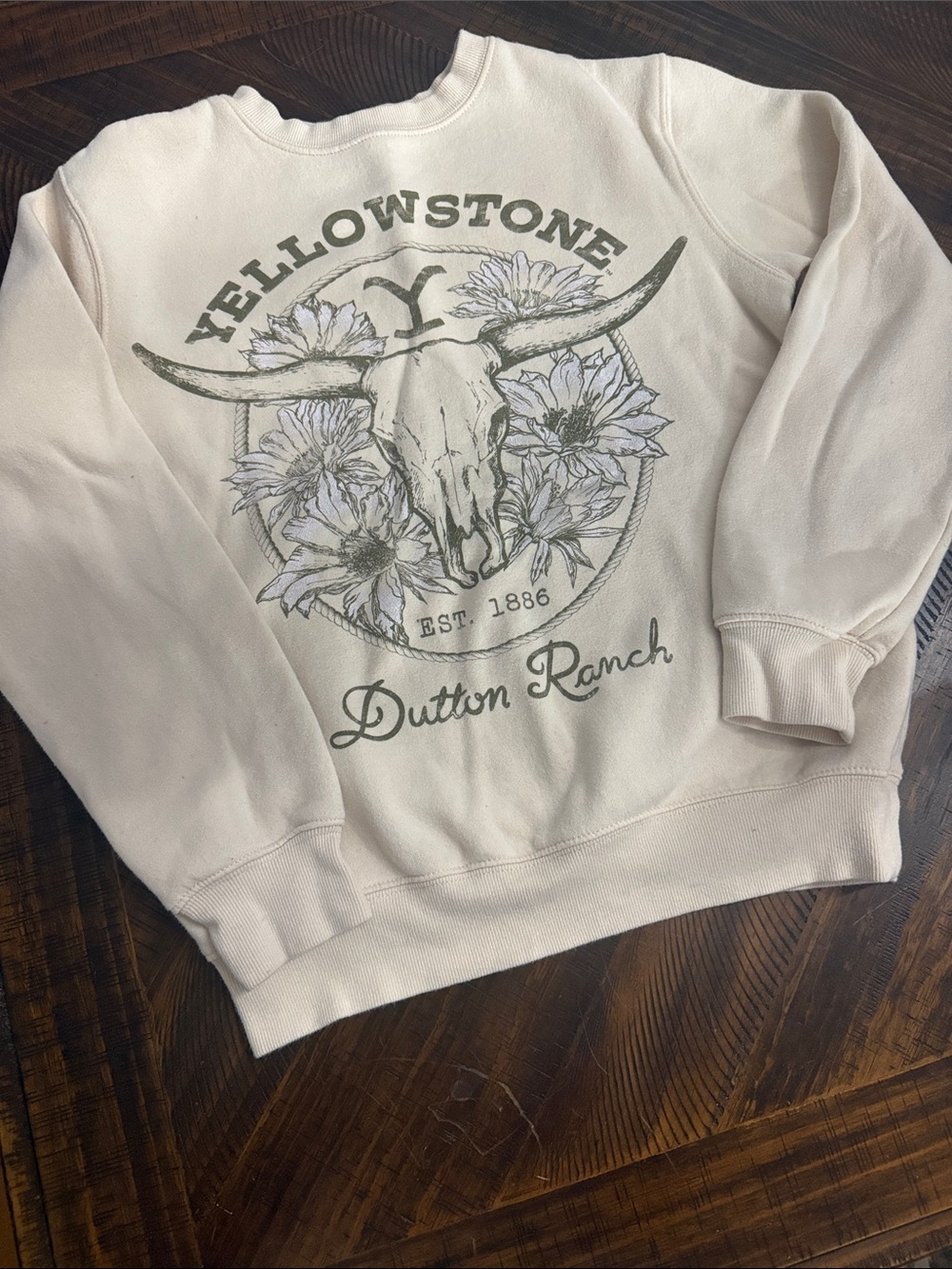 Yellowstone Dutton Ranch Cream Graphic Sweatshirt